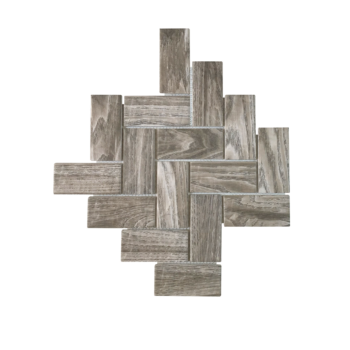 Mosaic - Porcelain Mosaic Fishbone Woodgrain Grey