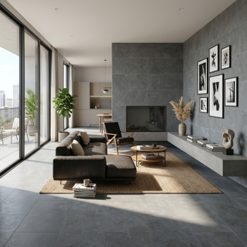 1200x600 Carbon Grey Matt Porcelain Tile