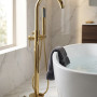 Free Standing Bath Mixer Gold Curved Spout