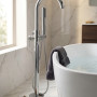 Free Standing Bath Mixer Chrome Curved Spout