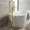 Free Standing Bath Mixer Gold Flat Spout