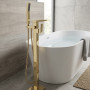 Free Standing Bath Mixer Gold Flat Spout