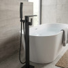Free Standing Bath Mixer Black Matt Flat Spout
