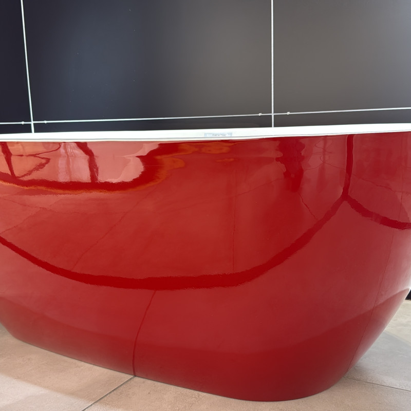 Bathtub Caspian Red Gloss Free Standing with Overflow