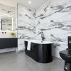 Bathtub Bellagio Black Free Standing with Overflow