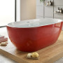 Bathtub Caspian Red Gloss Free Standing with Overflow