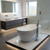 Bathtub Caspian Light Grey Gloss Free Standing with Overflow