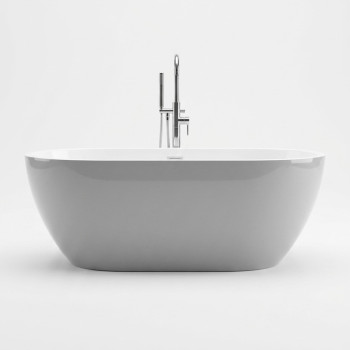 Bathtub Caspian Light Grey Gloss Free Standing with Overflow
