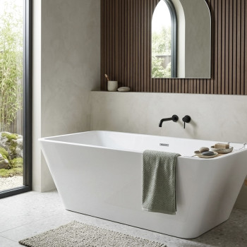 Bathtub 1700mm Enzo White Gloss Free Standing with Overflow