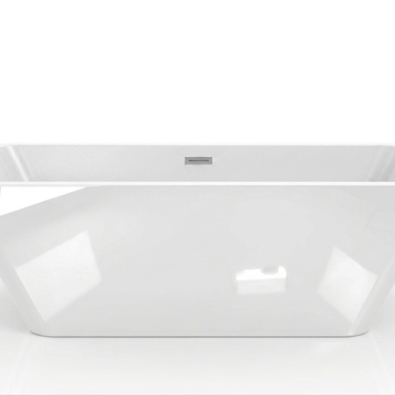 Bathtub 1700mm Enzo White Gloss Free Standing with Overflow