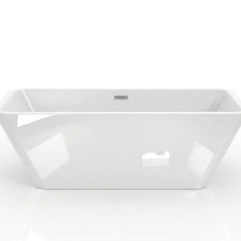 Bathtub 1700mm Enzo White Gloss Free Standing with Overflow