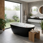 Bathtub 1550mm Caspian Black Gloss Freestanding with Overflow