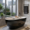 Bathtub Caspian Black Gloss Free Standing with Overflow