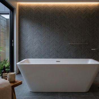 Bathtub Enzo White Gloss Free Standing with Overflow