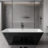 Bathtub Enzo Black Gloss Free Standing with Overflow