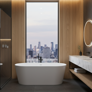 Bathtub Bellagio White Free Standing with Overflow