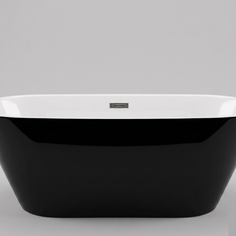 Bathtub Paradiso Black Gloss Free Standing with Overflow