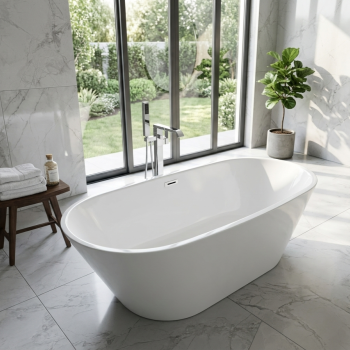 Bathtub Paradiso White Gloss Free Standing with Overflow