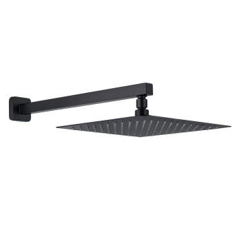 Black 25cm Square Shower Head + Arm