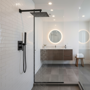 Black 25cm Square Shower Head + Arm