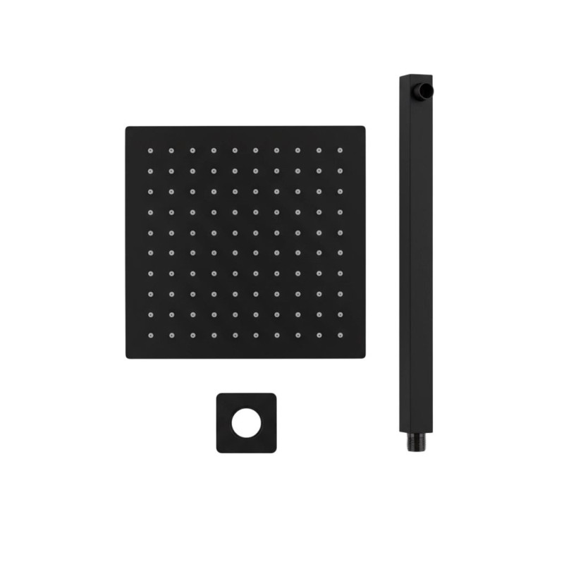 Black 25cm Square Shower Head + Arm