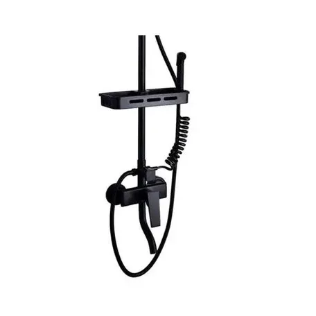 All in One Shower Rail Set - Matt Black