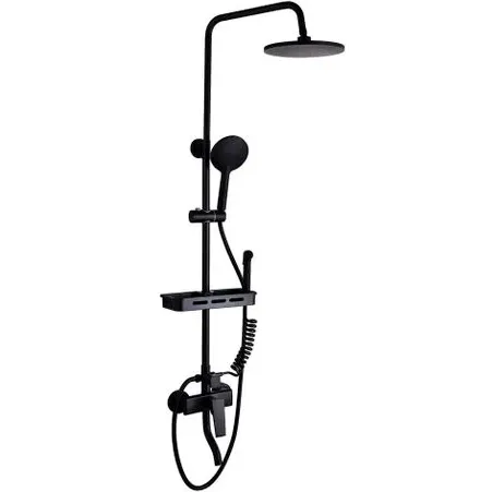 All in One Shower Rail Set - Matt Black