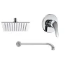 Square Shower Head, Round Shower Arm & Shower Mixer Set