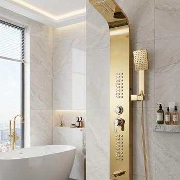Shower Panel Multi Function Gold