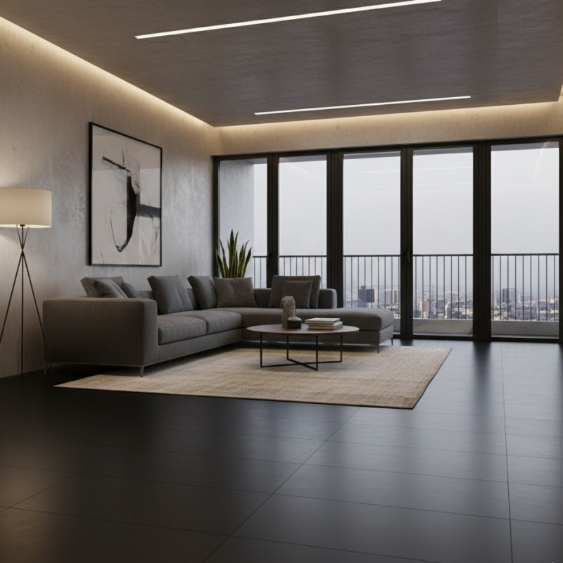 1200x600 Pure Black Matt Porcelain Tile